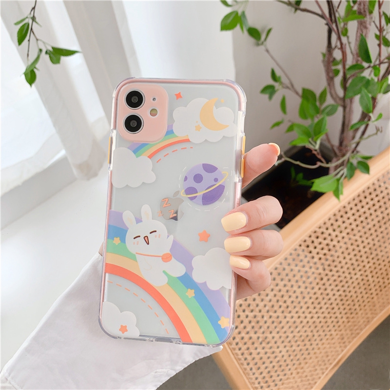 Ốp iphone -Ốp lưng Gấu thỏ vũ trụ cầu vồng trong 4 góc 6/6splus/7/8/7plus/8plus/x/xs/xsmax/11/11promax - Awifi Case V4-9 | BigBuy360 - bigbuy360.vn