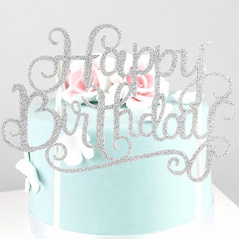 Phụ Kiện Cắm Trang Trí Bánh Kem Chữ Happy Birthday Xinh Xắn