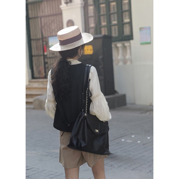 Áo khoác không tay màu đen phong cách hàn quốc cho nữ