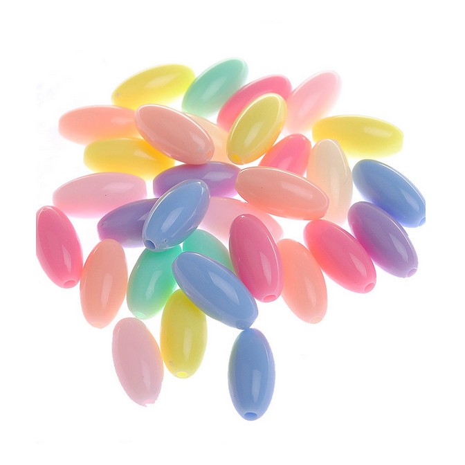 Bộ 30 hạt nhựa màu kẹo 7x15mm dùng làm trang sức thủ công