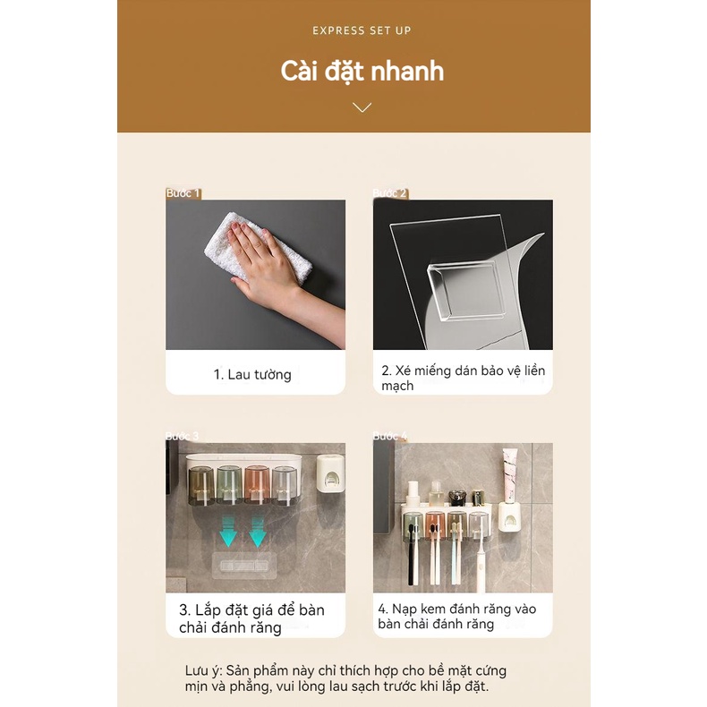 Giá Đỡ Bàn Chải Đánh Răng Tự Động Không Cần Khoan Tiện Dụng