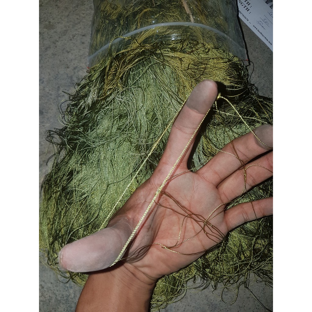 50m Lưới bẫy gà rừng hàng thái lan có chống gió và bấm chì viền cước , đã nhuộm màu cỏ khô tàng hình