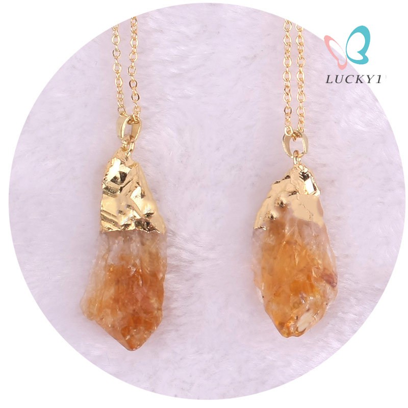 Reiki Unisex Semi Precious Rough Raw Stone Druzy Drusy Reiki Citrine Crystal Pendants