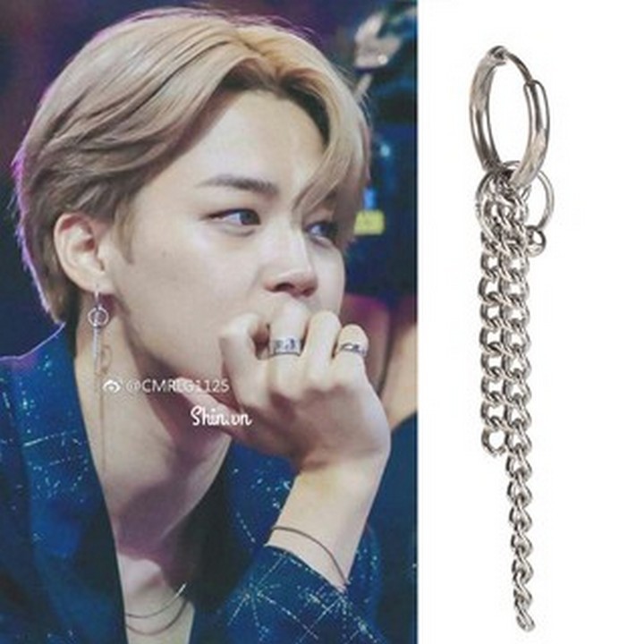 Khuyên tai bts jimin idol thanh dài hạt dài phong cách thời trang cá tính Hàn Quốc Unisex không han gỉ