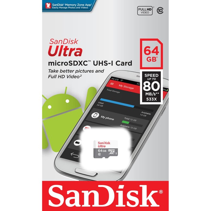 Thẻ Nhớ Microsd Sandisk Ultra 64gb 80mb / S Class10 Uhs-i Sdxc