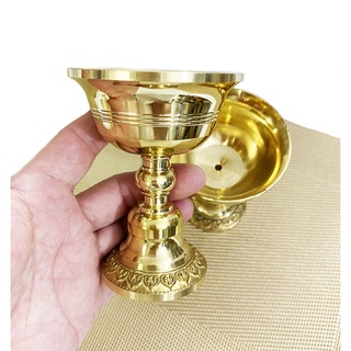 Chân Để Nến Bơ / Chén Đựng Nước Cúng Bằng Đồng -( Cao mã 9.5) - bày ban thờ Phật, Thần Tài, Nhà Chùa, Đền, Điện Thờ Cúng