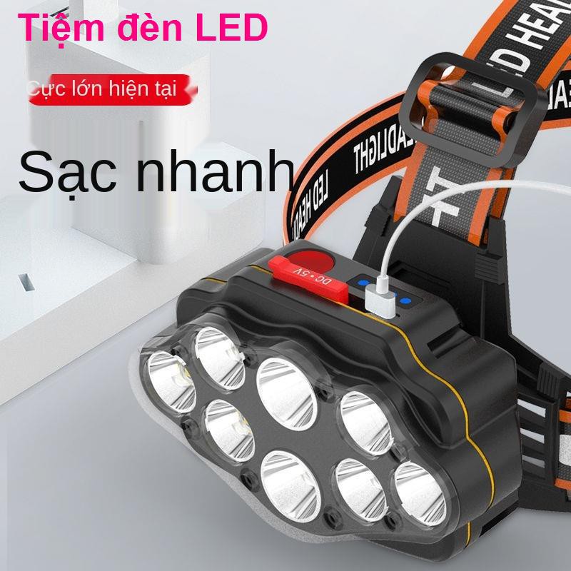 Đèn pha led siêu sáng với ánh mạnh có thể sạc lại pin đeo đầu tầm xa của thợ mỏ câu cá đêm cảm ứng nhà thoát vị