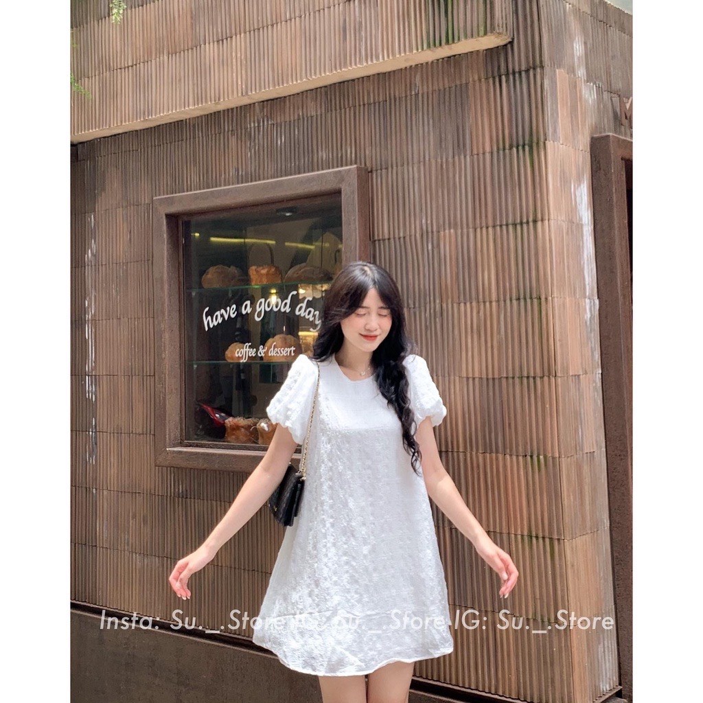 Đầm Váy Baybydoll Xuông Vải Xốp Tay Bồng Cao Cấp V27602