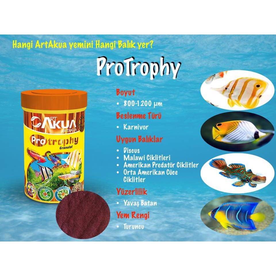 A5- ARTAKUA PROTROPHY-100g- Dạng hạt hạt siêu nhỏ (0.5 mm) cho các loài cá có miệng nhỏ  và các loại cá Biển