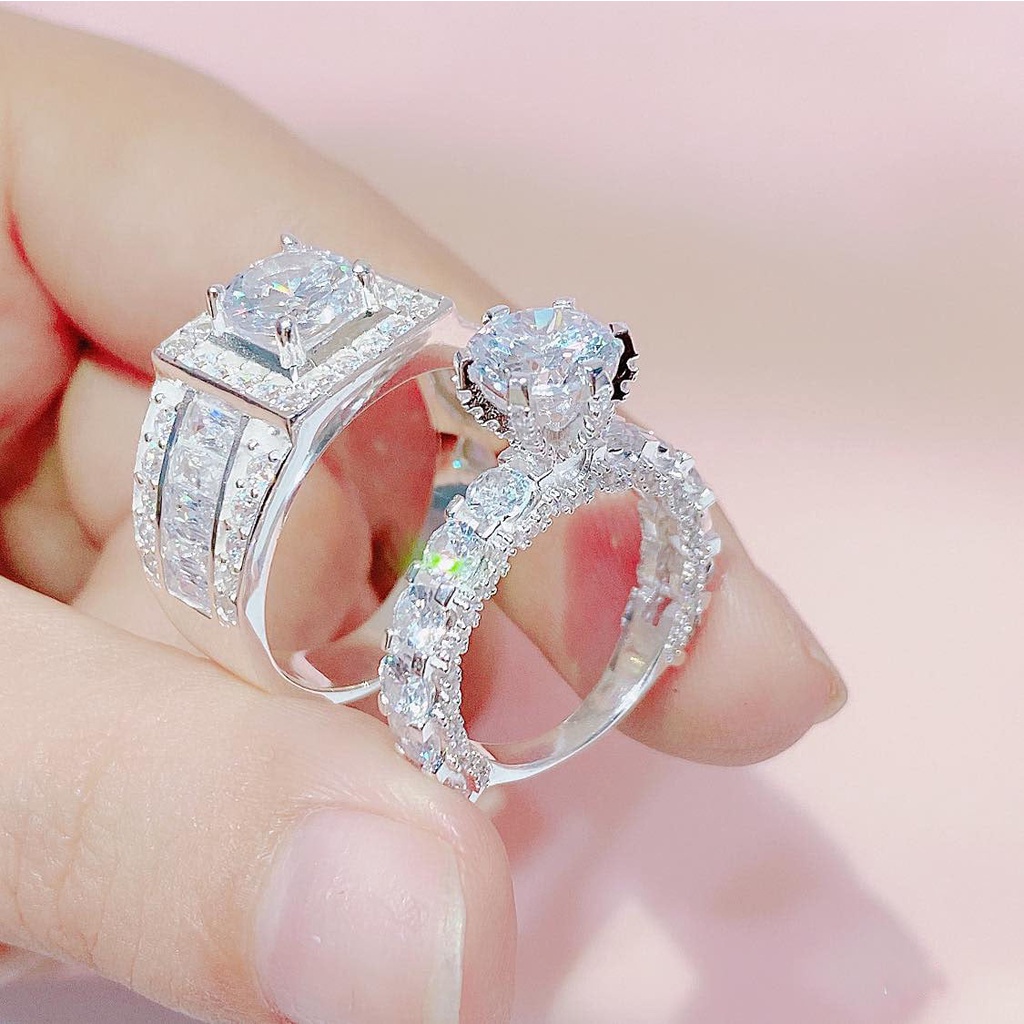Nhẫn đôi đá - Mãi bên nhau - Chất liệu bạc chuẩn