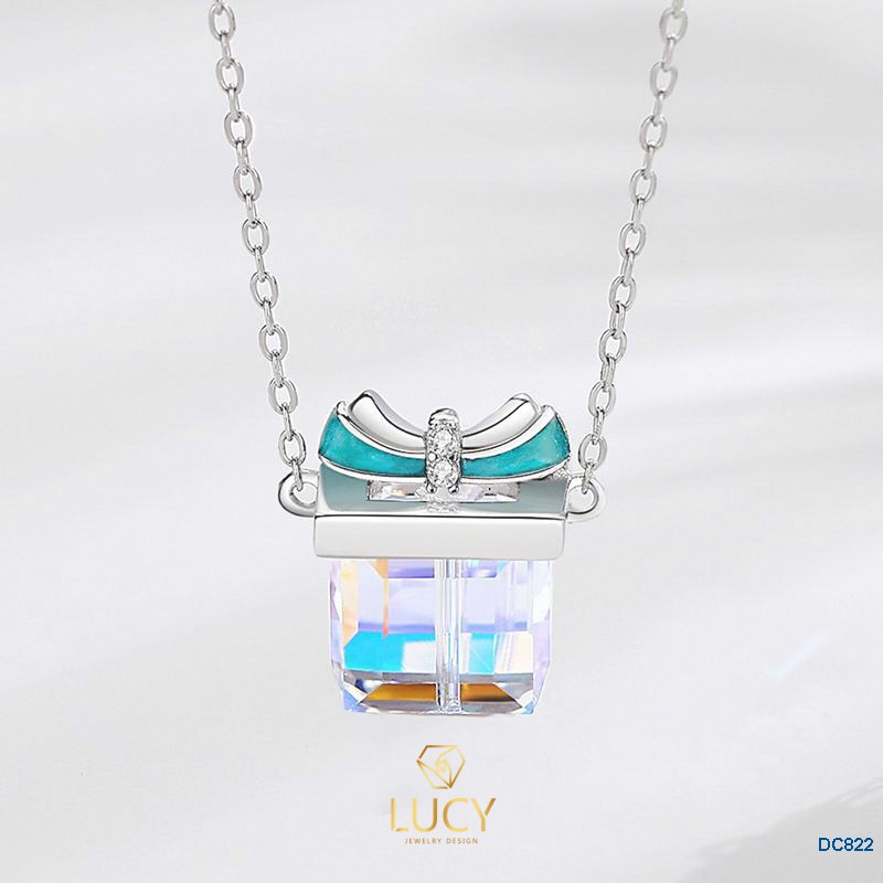 DC822 Dây chuyền hộp quà bạc ý 925, xi vàng trắng - LUCY JEWELRY