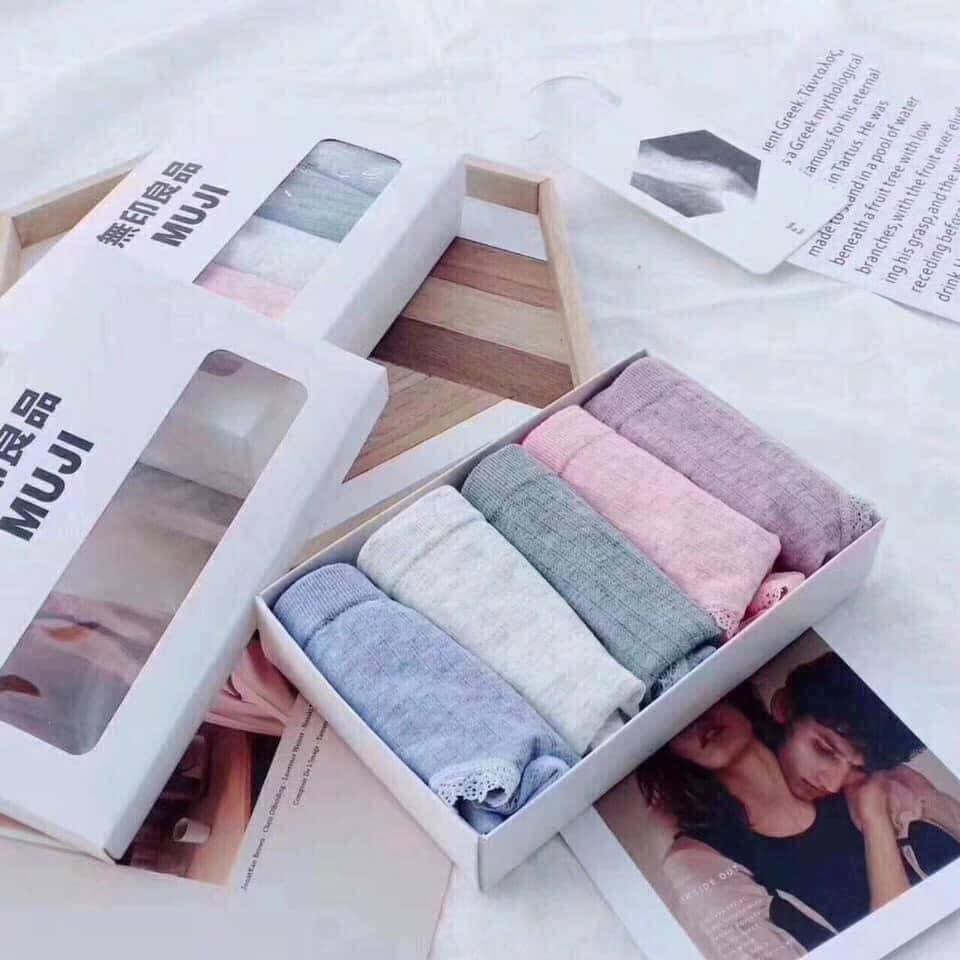 Hộp 5 Quần Lót Nữ Muji💖𝑭𝑹𝑬𝑬𝑺𝑯𝑰𝑷💖Quần Lót Xuất Nhật -Quần Xì Cotton Co Giãn 4 Chiều QLCT02