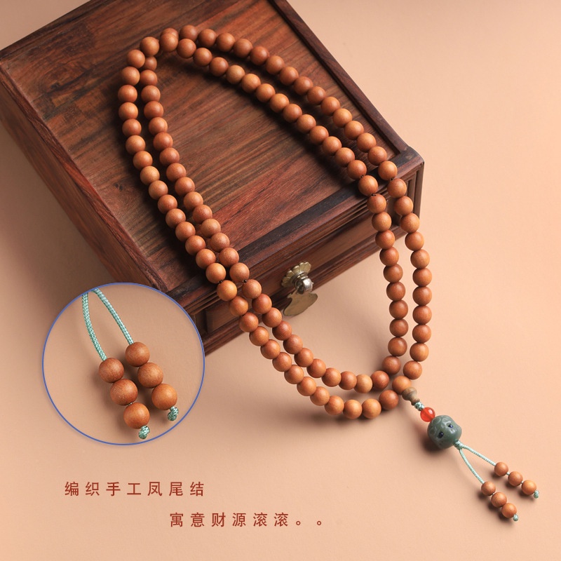 Vòng tay gỗ đàn hương tự nhiên 6mm 8mm 108 Hạt gỗ Mân Côi Vòng cổ