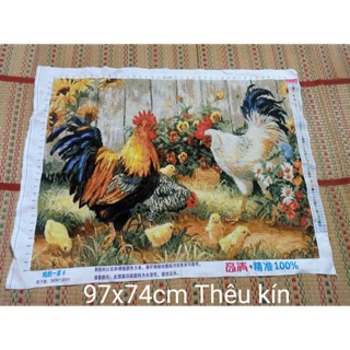 Tranh thêu sẵn gia đình gà