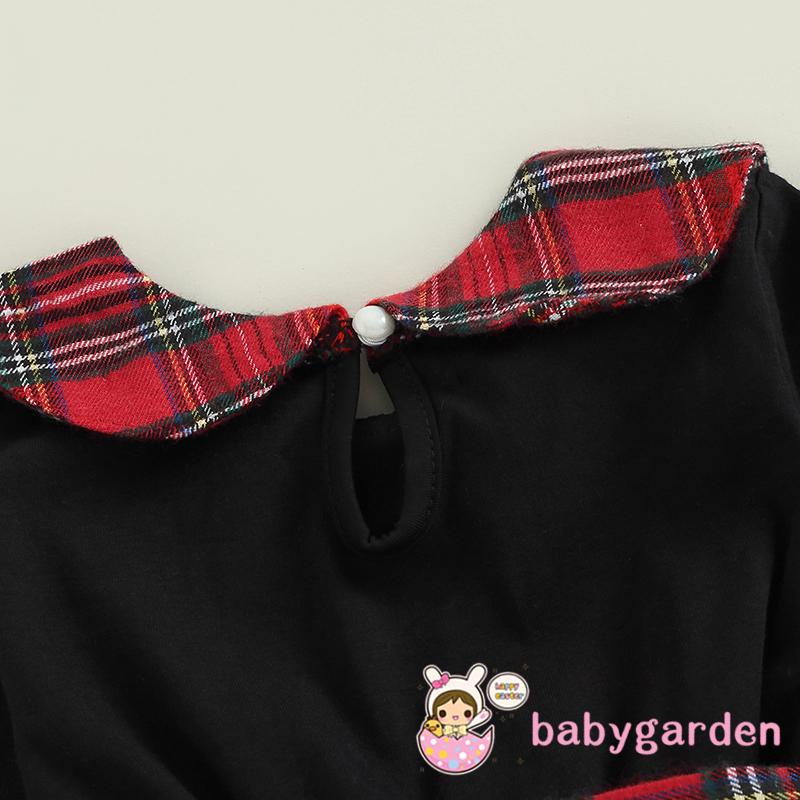 Đầm Tay Dài Cổ Peter-Pan Phối Họa Tiết Kẻ Sọc Và Băng Đô Cài Tóc Xinh Xắn Cho Bé Gái 6 Tháng Đến 5 Tuổi 6 Tháng Tuổi