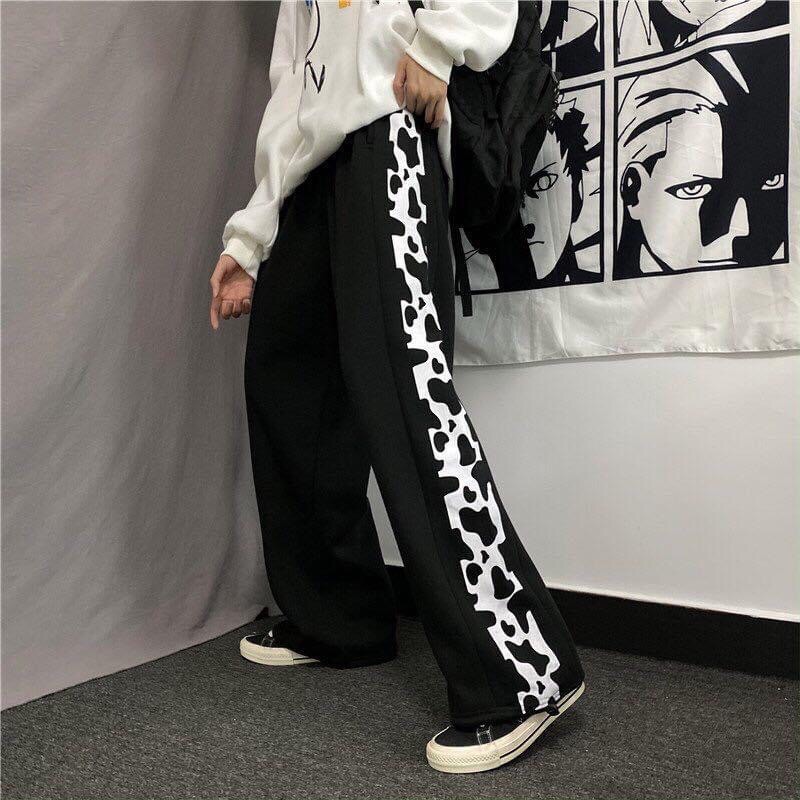 Long pant line bò sữa / Quần bò sữa ống suông dây rút