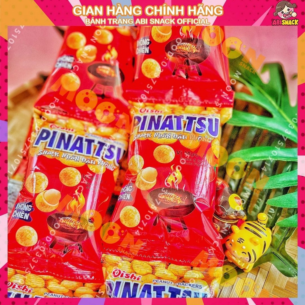 Snack nhân đậu phộng Pinattsu Oishi Vị Mực Cay không chiên gói 15g