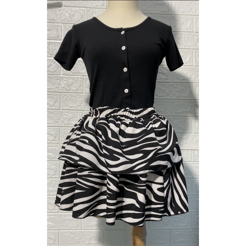 Chân váy lưng thun beo + vằn có quần trong phối kiểu tầng chất vải Voan 2 lớp | BigBuy360 - bigbuy360.vn