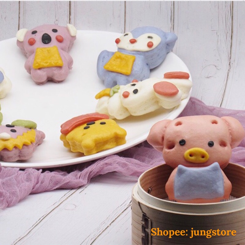 Bộ 8 Khuôn Bánh Bao Tạo Hình Con Vật Kèm Khuôn Chi Tiết, Khuôn làm fondant trang trí bánh kem, Cookie hình đáng yêu M435