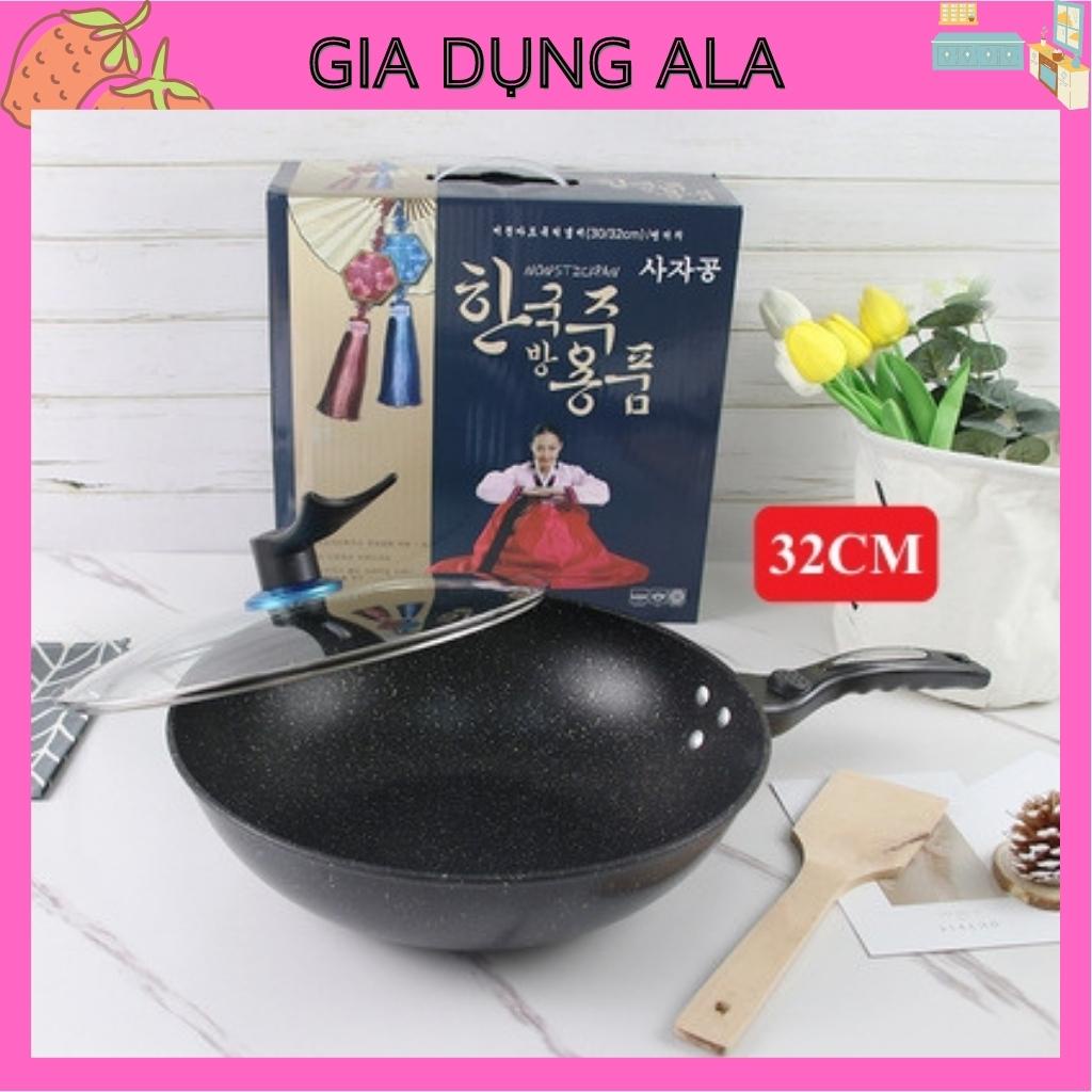 Chảo Đá Chống Dính Sâu Lòng Bếp Từ Có Nắp 32cm Rán Xào Đa Năng Đá Sâu Coopia Hàn Quốc Dùng Các Loại Bếp