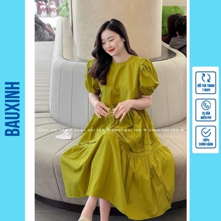 Váy Bầu Suông Đẹp Sang Chảnh- Đầm Bầu Mùa Hè Thiết Kế Tay Bo Thời Trang