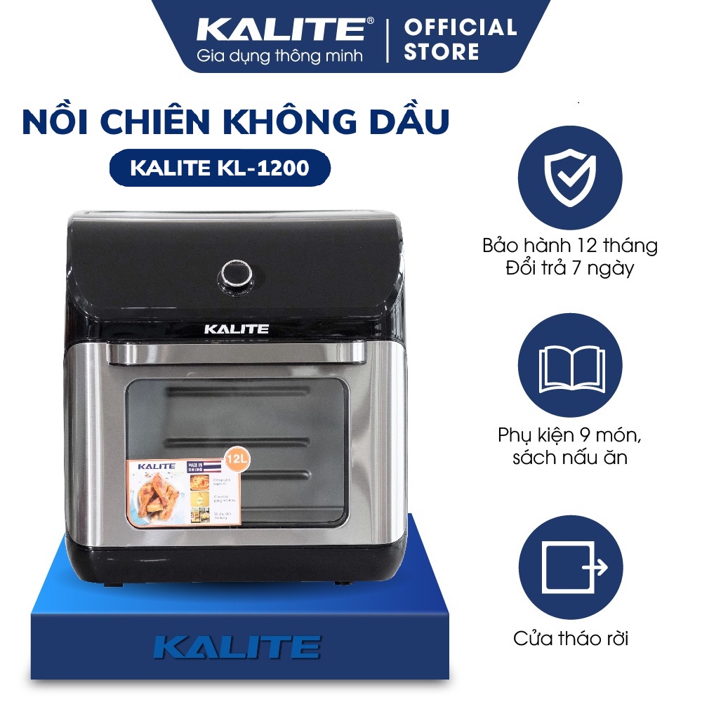 [Mã ELHADEV giảm 4% đơn 300K] Nồi chiên không dầu Kalite KL 1200, công suất 1800W, dung tích 12L, đa chức năng