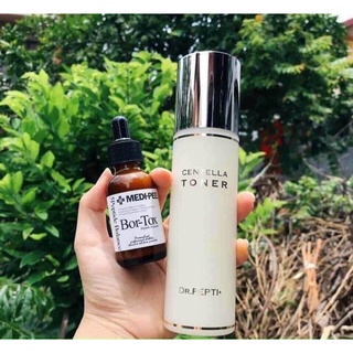 Combo nước hoa hồng và serum dưỡng da căng bóng