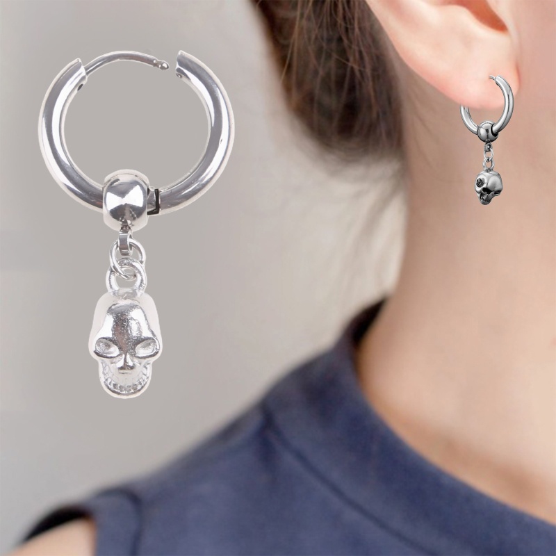 Bông Tai Hình Tròn Bằng Thép Không Gỉ Phong Cách Gothic Thời Trang Cho Nam Và Nữ