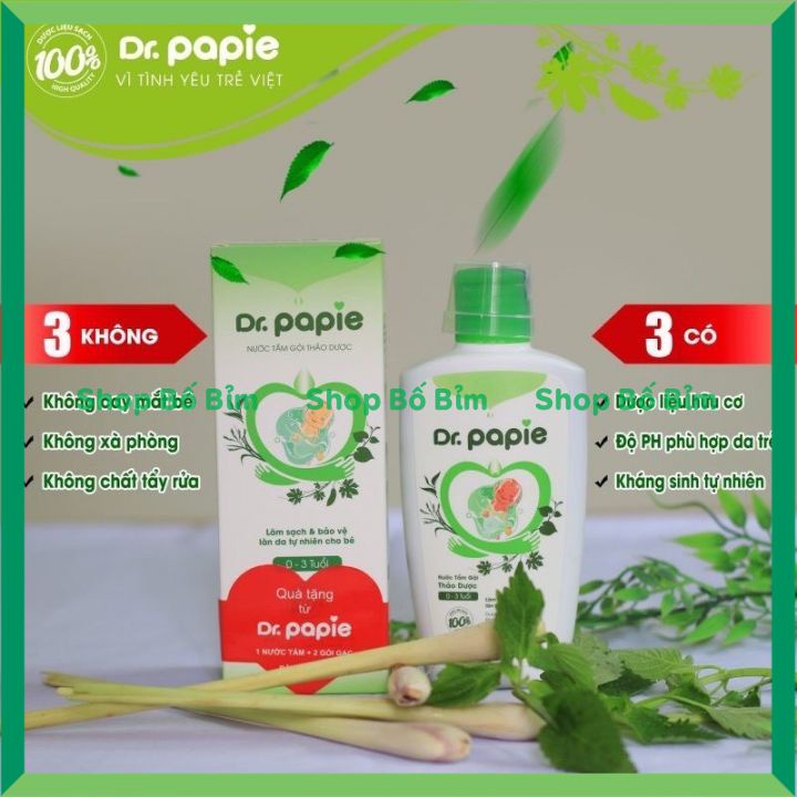 Nước Tắm Gội Thảo Dược Dr Papie Cho Bé Chai 230ml