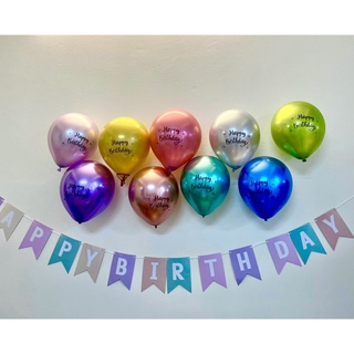 10 quả Bóng Chorme In HappyBirthDay Siêu Nhũ cực đẹp