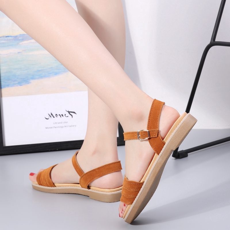 Sale 70% Giày sandal nữ đế xuồng da thoải mái, BEIGE,40 Giá gốc 330,000 đ - 68A73