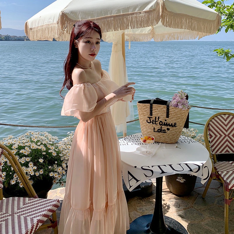 Đầm Tay Ngắn Hở Vai Dáng Ôm Thời Trang Quyến Rũ Cho Nữ