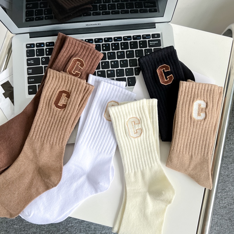 Đôi vớ WAFNHA D491 bằng cotton thoáng khí in họa tiết chữ độc đáo