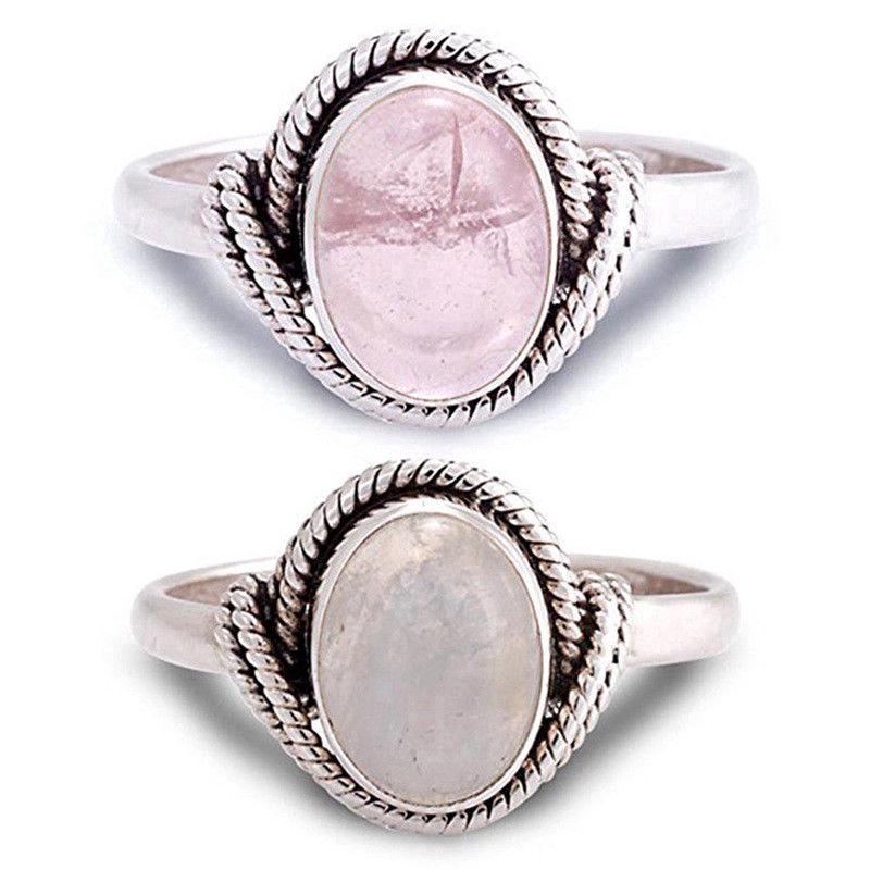 Nhẫn bạc mặt Oval đính đá pha lê cổ điển