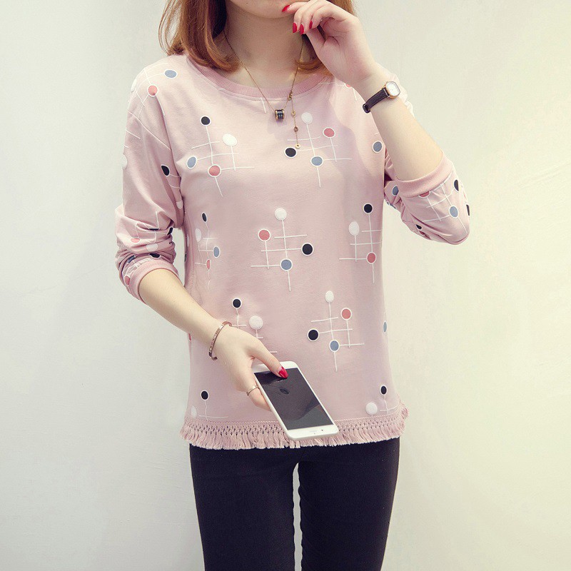 Áo sơ mi tay dài họa tiết hoa phong cách Hàn Quốc thời trang cho nữ