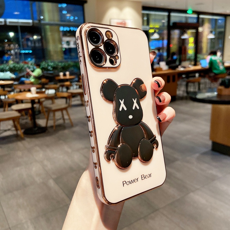 Ốp điện thoại hình gấu 3D kín màu cho iPhone 13 ProMax 12 ProMax 11 Pro Max. 14 Promax, 14pro, 7Plus , Xs Max, X.
