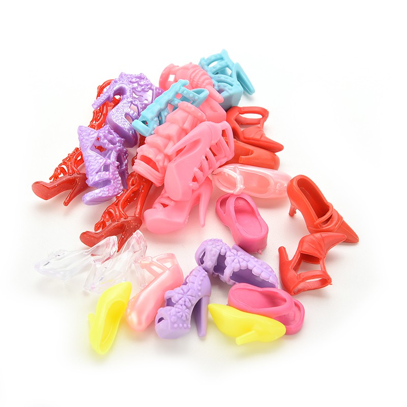 Bộ 12 Đôi Giày Nhiều Màu Sắc Dễ Thương Cho Búp Bê Barbie