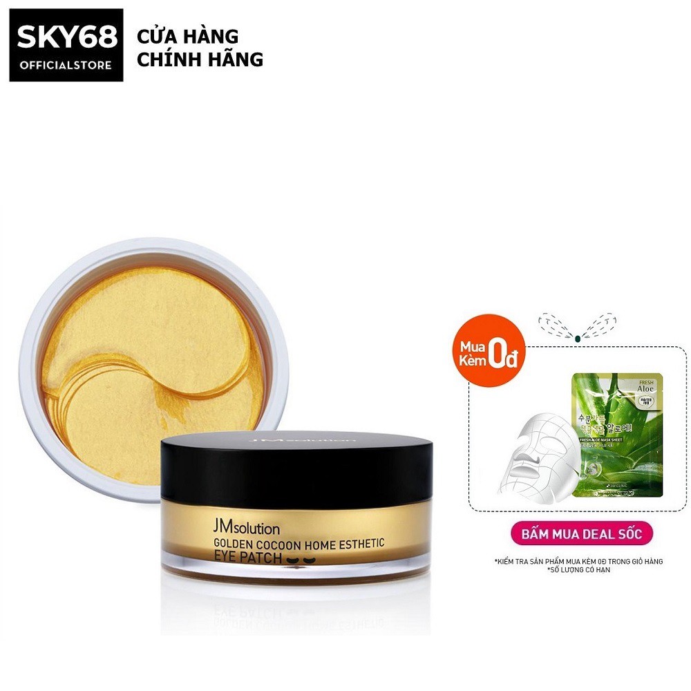 Mặt Nạ Mắt Kén Tằm Làm Dịu, Thanh Lọc, Tăng Độ Đàn Hồi JM Solution Golden Cocoon Home Esthetic Eye Patch 90g/60pcs -Vàng