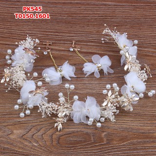 Bộ voan cỏ khô cài tóc cô dâu