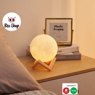 Đèn ngủ hình mặt trăng 3D để bàn trang trí phòng ngủ decor bàn học dùng pin cúc áo