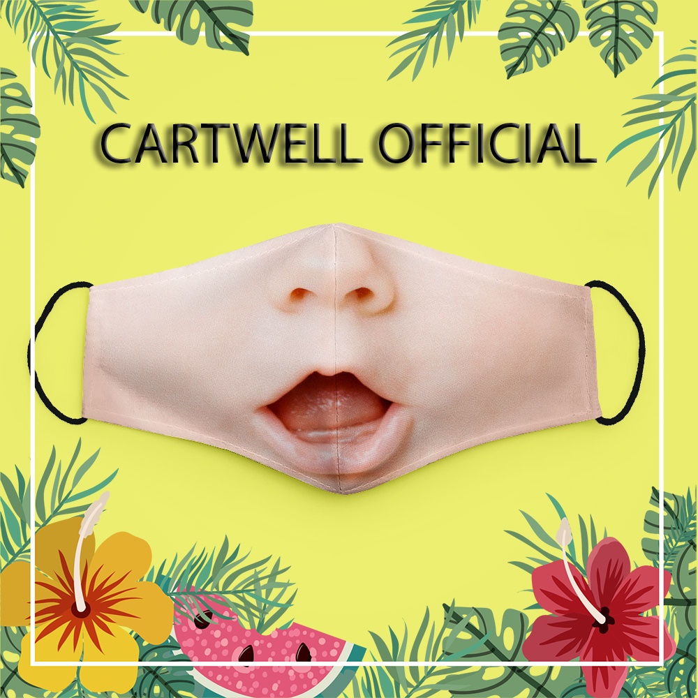Khẩu trang khuôn mặt mặt quỷ tấu hài in hài hước em bé 4 CARTWELL dễ thở chất liệu vải mềm dày 2 lớp ngăn bụi mịn chống