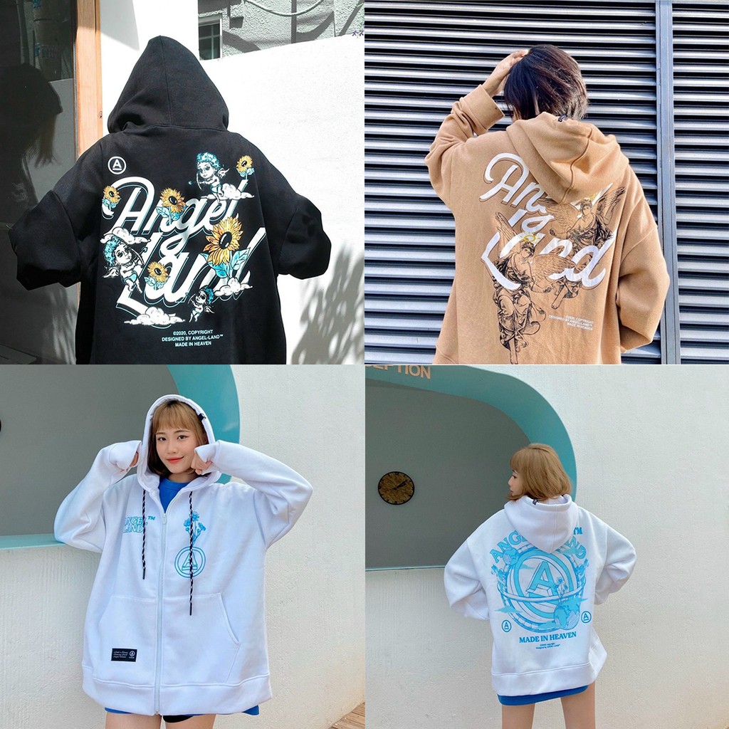 [Video+Ảnh Thật] Áo Khoác Nỉ Unisex Form Rộng In Chữ Angel Land Phong Cách Ulzzang AK74 TD Fashion | BigBuy360 - bigbuy360.vn