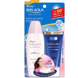 Gel Chống Nắng Trắng Mượt Sunplay Skin Aqua Silky White Gel SPF50, PA++++ (70g) k tặng kèm hadalabo