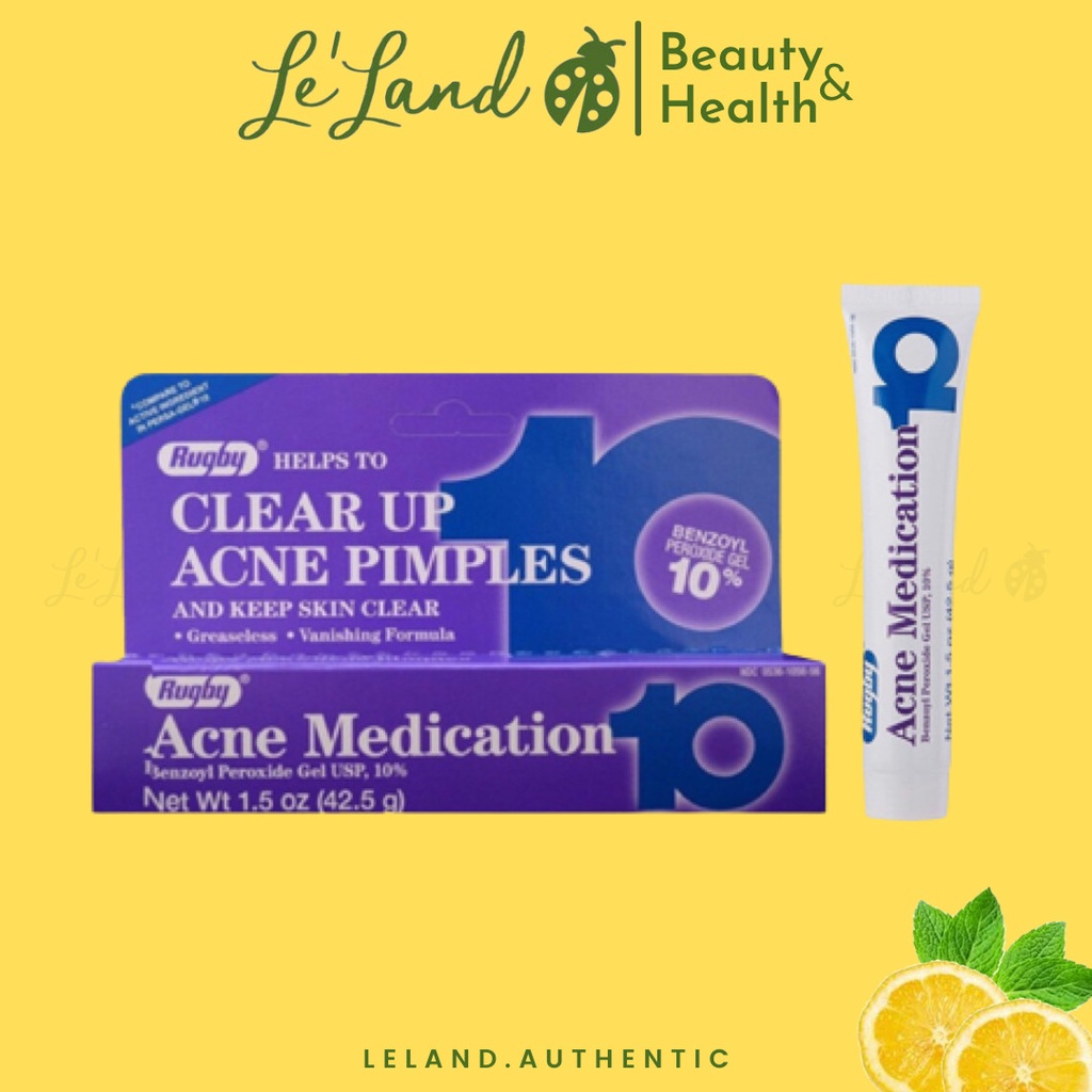 Bill US - Kem giảm mụn RUGBY Acne ACNE MEDICATION GEL BENZOYL PEROXIDE 10% 42.5g