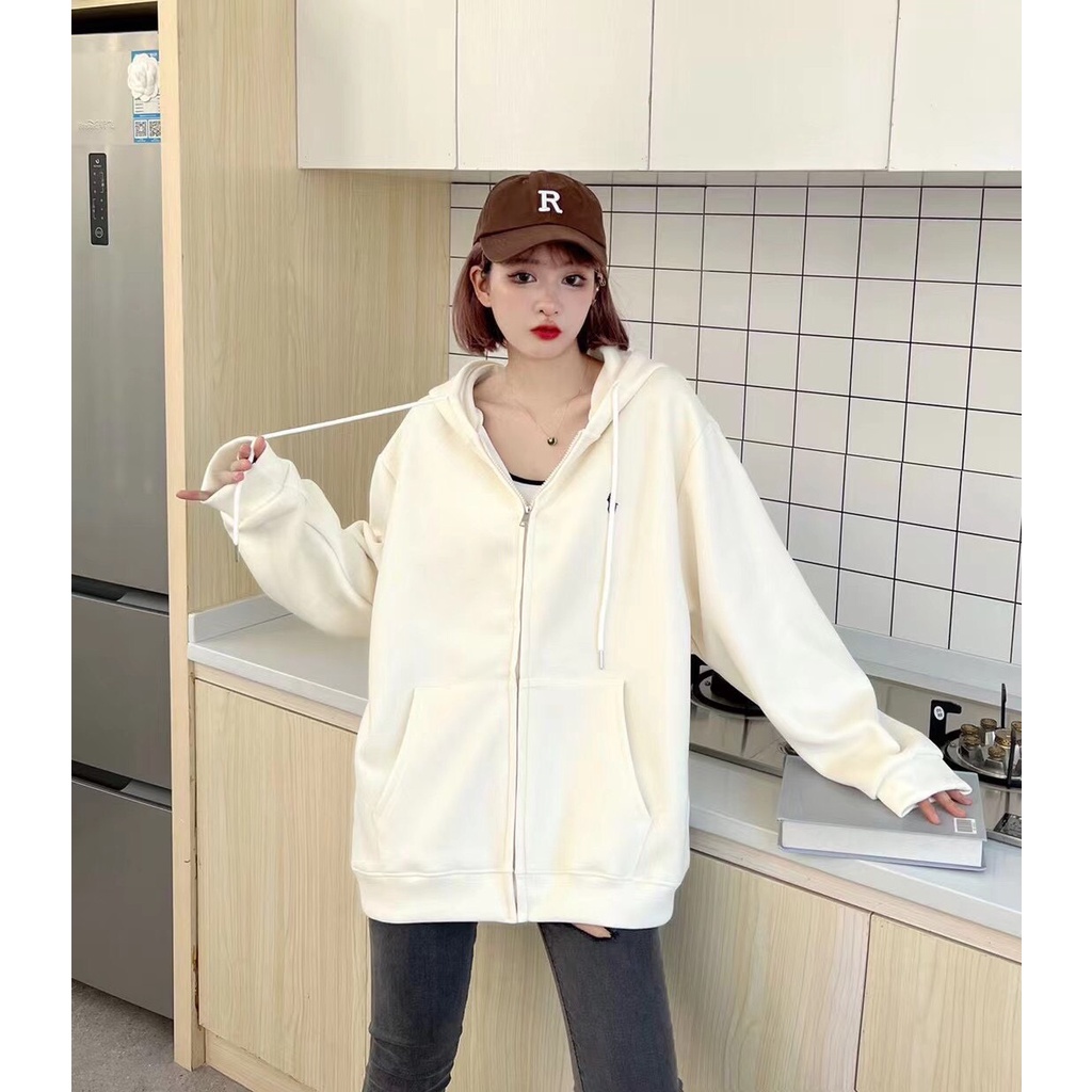 Áo Khoác Nỉ Ngoại Thêu Ngựa PEONYB Unisex  Hoodie zip form rộng tay bồng kiểu dáng thể thao đường phố hàn quốc
