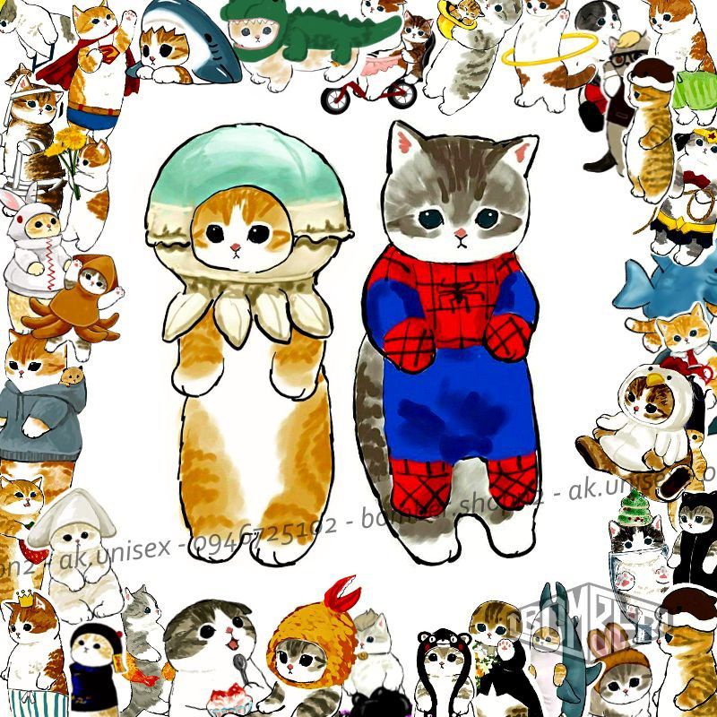Combo Sticker chủ đề Mèo Cute  giấy decal trang trí