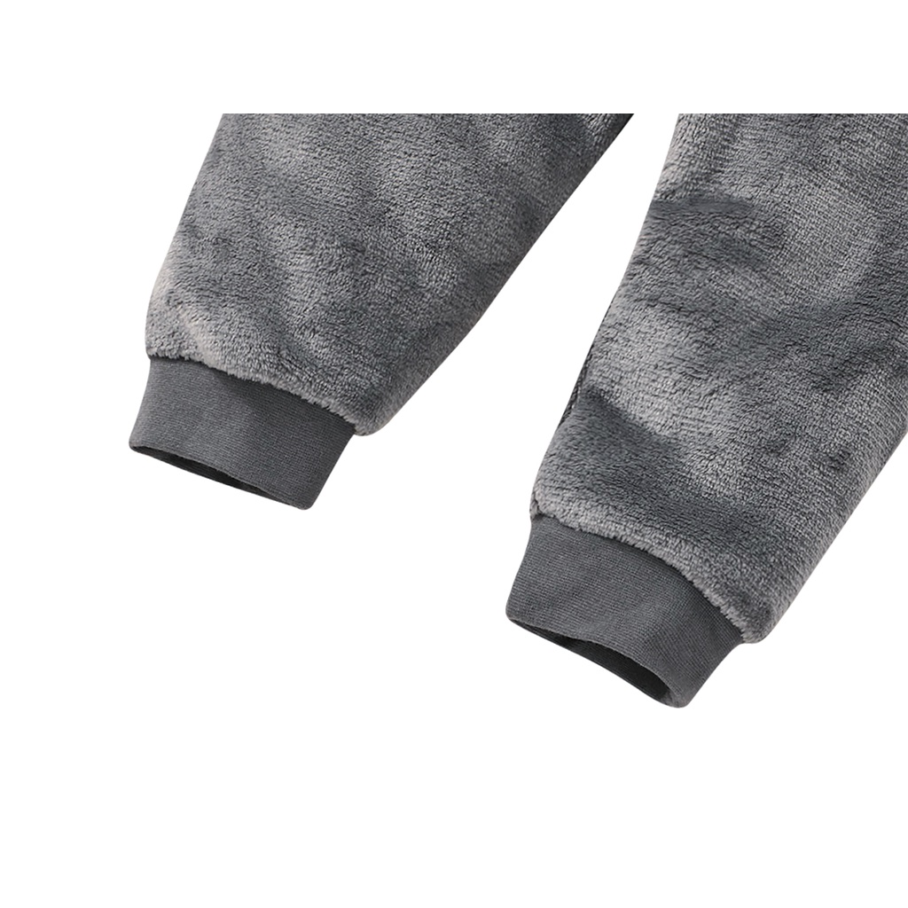 Bộ áo khoác liền quần hai mảnh lót lông cừu dày dặn in hình gấu hoạt hình dễ thương thời trang thu đông cho bé