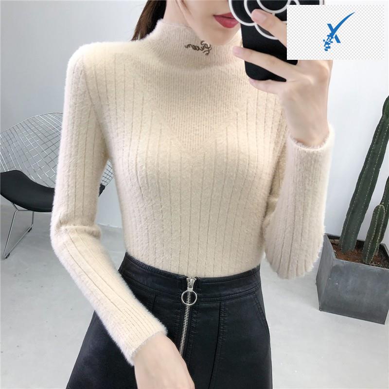 Áo Len Nữ Cổ Lọ Cao Kiểu Dáng Thời Trang Hàn Quốc Chất Len Lông Mịn Đẹp