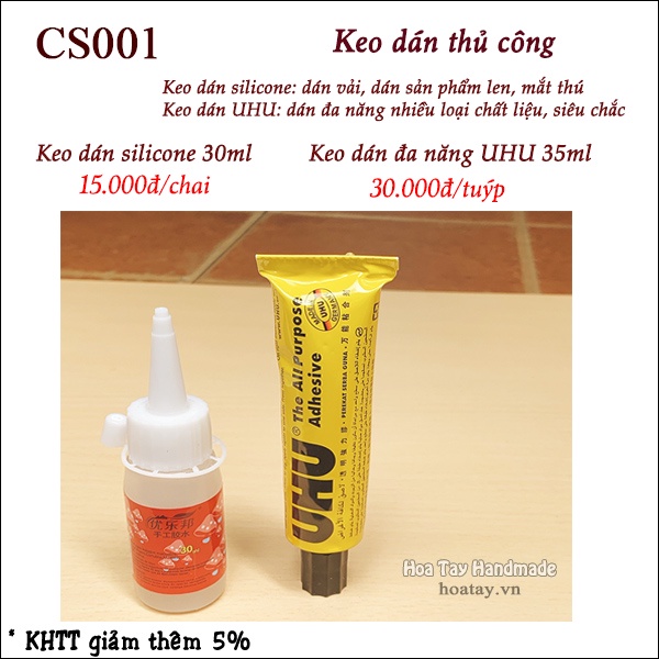 Keo Dán Thủ Công - Keo Silicone và Keo uhu dán đa năng - CS001- Hoa Tay Handmade
