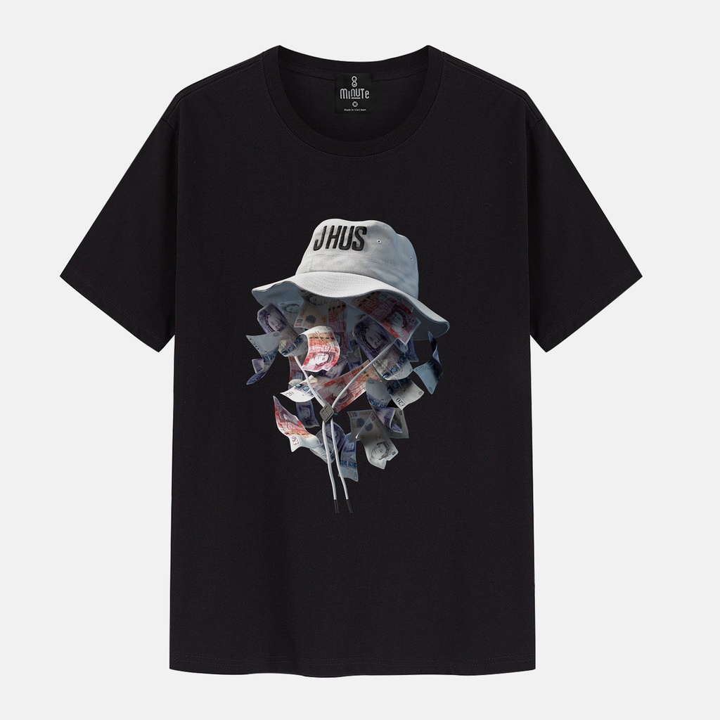 Áo thun nam tay ngắn 100% Cotton co giãn 4 chiều màu đen MINUTE JHUS